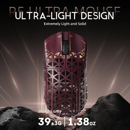 Bezdrátová herní myš ATTACK SHARK R5 Ultra Carbon Fiber, herní senzor PixArt PAW3950MAX, 42000DPI, 8000Hz, MCU Nordic 52840