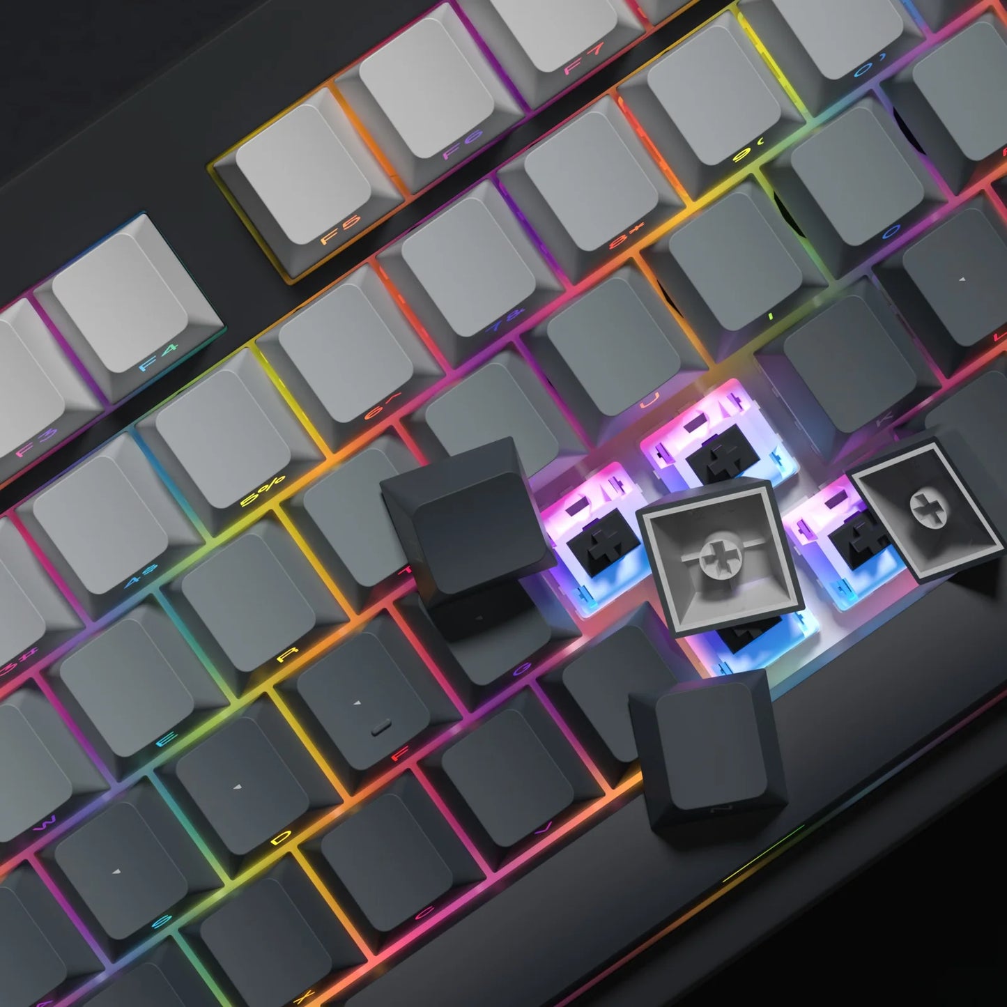New 133 Key Gradient Gray PBT Double Shot Keycap Side Print Shine Through Backlit Keycaps For Cherry Gamer Mechanical Keyboard