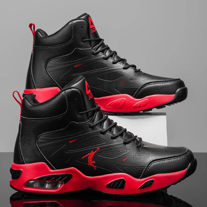Chaussures de basket-ball montantes pour hommes, amorti à coussin d'air tendance, confortables, antidérapantes, respirantes, absorbant les chocs, pour activités de plein air