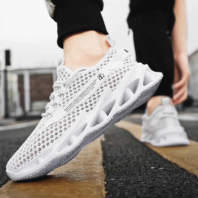 2025 New Summer Sneakers Men Mesh Breathable Running Tennis Shoes Outdoor Sports Tenis Masculino White Casual Walking Shoes size