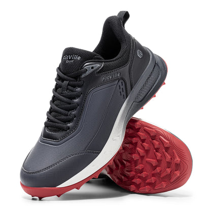 FitVille Chaussures de golf larges pour hommes, imperméables, athlétiques, décontractées, professionnelles, antidérapantes, sans crampons, avec soutien de la voûte plantaire