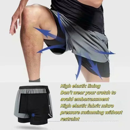 Dragon Ball Men's Double-layer Shorts Son Goku Summer Japanese Anime Fake Two-piece Sports Fitness Quick-drying Shorts