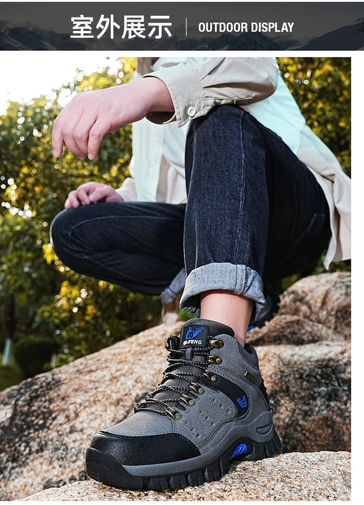 Outdoor Waterproof Hiking Boots Men's Women's Spring And Autumn Hiking Wear-resistant Mountain Sports Boots Hunting Sports Shoes