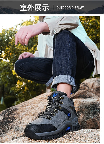 Outdoor Waterproof Hiking Boots Men's Women's Spring And Autumn Hiking Wear-resistant Mountain Sports Boots Hunting Sports Shoes