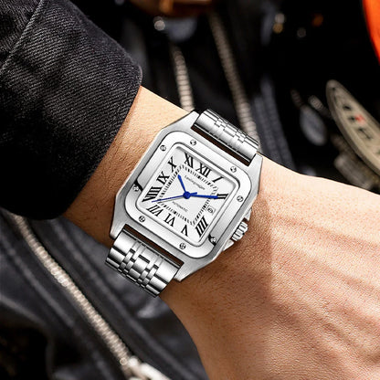 High-End Business Series Men's Watches, Fully Automatic Mechanical Watches, Skeleton Design, Butterfly Clasp Stainless Steel Strap, High-End Luxury Small Square Men's Watches, Fashionable Business Casual Multifunctional Men's