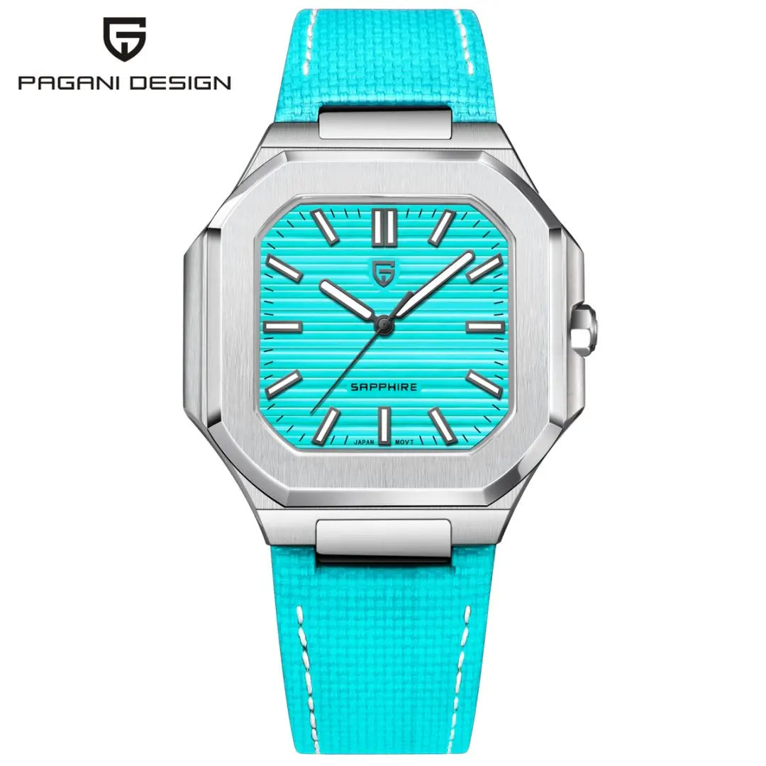 PAGANI DESIGN New V2 Orologio da uomo quadrato al quarzo, marchio di lusso premium, sportivo, impermeabile, in zaffiro e acciaio inossidabile