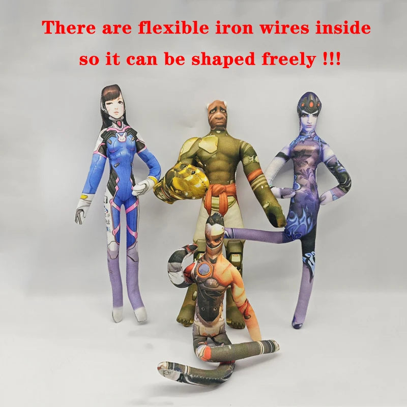 26cm Anime- och spelfigur med flexibel kroppstråd i olika poser, Overwatch D.Va / Doomfist / Genji / Widowmaker, plyschleksaksfigur / plyschdocka