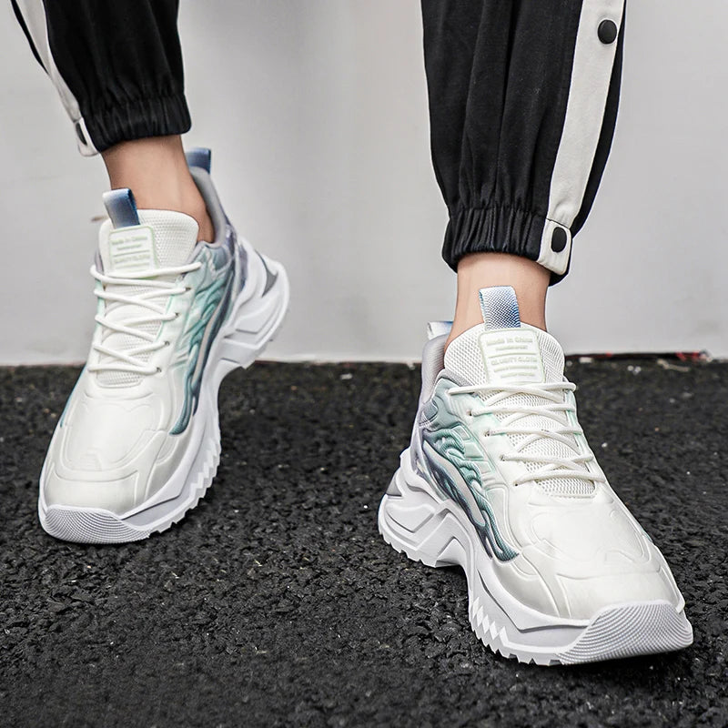 Zapatillas deportivas de hombre con cordones, versátiles, antideslizantes, de suela gruesa, cómodas e informales, para uso diario de adolescentes y running masculino