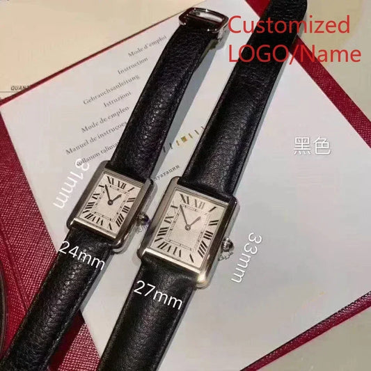 A11 Store Customized Watch  Mens Womens Quartz Movement Watches for Tanks Relogio Masculino Black Leather Female Ladies