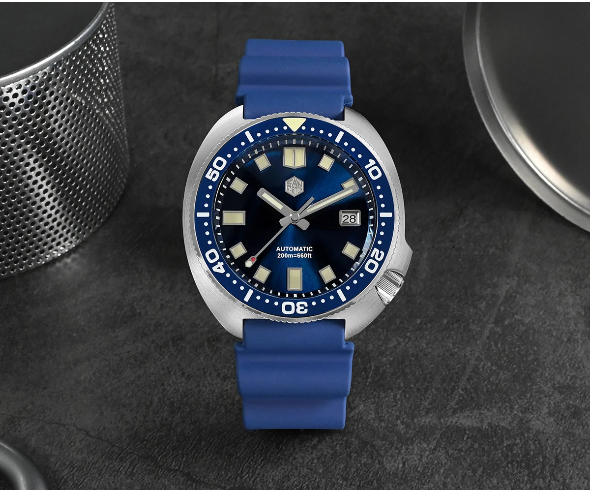 San Martin Turtle Men Diver Watch 44mm NH35 Automatic Mechanical Wristwatch Sapphire Waterproof 200m Luminous Relojes SN0047