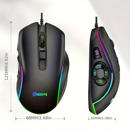 10 key macro programming custom RGB game wired mouse laptop desktop computer wired mouse external