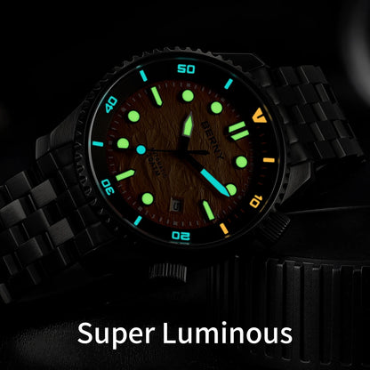 BERNY 20ATM Automatic Men's Watch Diver Sports Diving Watches Luxury Sapphire 316L Stainless Steel Mechanical Waterproof Watches
