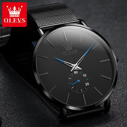 OLEVS 9954 Fashion Men's Watches Minimalism Ultrathin Original Quartz Wristwatch Waterproof Watch for Man Luminous Casual Mesh