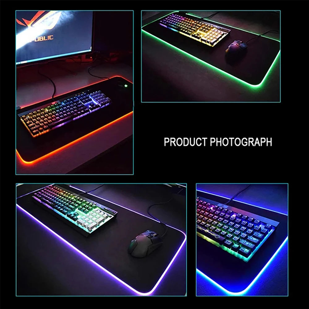 A-S-SeraphineS-ES Mouse Pad RGB Gaming Mouse Pad Desk Mat HD Gamer Large LED Light XXL MousePads