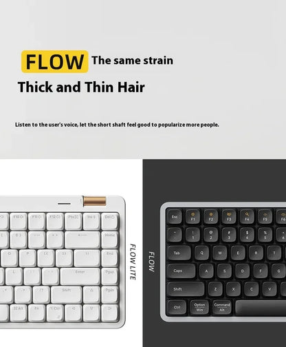 Lofree Flow Lite Wireless Mechanical Keyboard&PU Bag Lighter&Silenter POM Switch 2.4G Bluetooth&Wired Office Typing Gasket 84key
