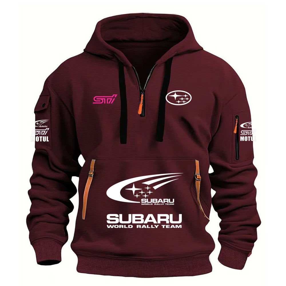 2026 New SUBARU Racing European Size Autumn/Winter Men's Hooded Kangaroo Pocket Hooded Sports Fleece Hoodie Top Coat