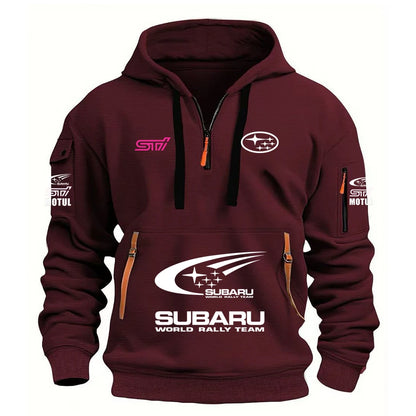 2026 New SUBARU Racing European Size Autumn/Winter Men's Hooded Kangaroo Pocket Hooded Sports Fleece Hoodie Top Coat