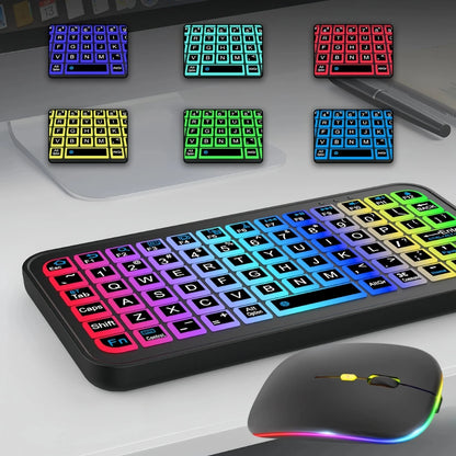 Keyboard For Tablet Android iOS Windows Wireless Mouse Rechargeable Keyboard Bluetooth 5.2 Backlit Keyboard For iPad Phone