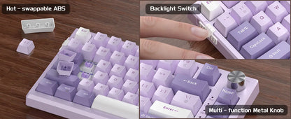 MageGee SKY81 Tastiera meccanica gaming 75%, RGB Gasket hot-swappable cablata personalizzabile, tastiera con suono cremoso e smorzamento acustico con manopola