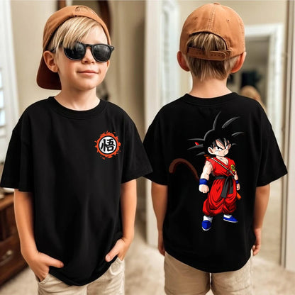 Anime Dragon Ball Cosplay T-Shirt Cotton Short Sleeve Tops Casual Loose Retro T-Shirt Men Women Family Matching Summer Outfits