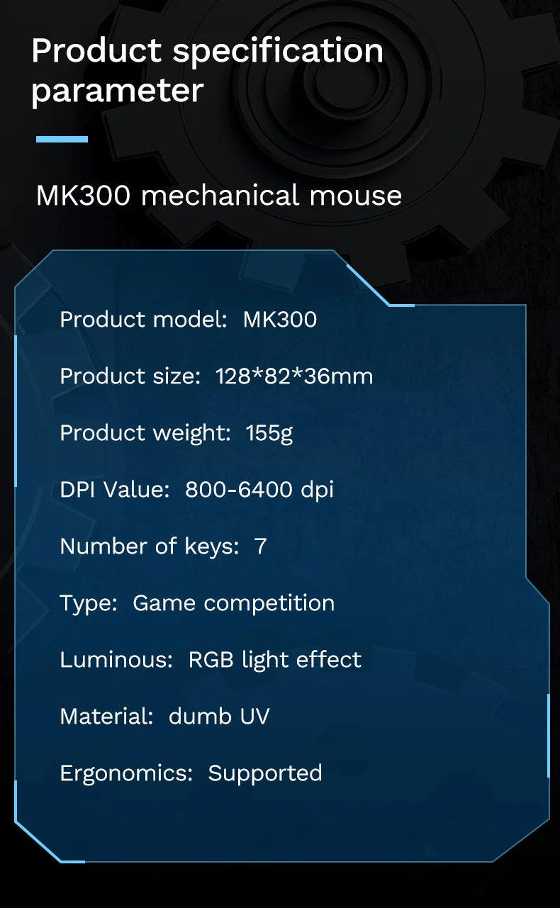 Mouse meccanico cablato RGB 6400 DPI con attrazione magnetica e contrappeso DIY per PC gaming e eSport