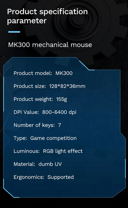 Mouse meccanico cablato RGB 6400 DPI con attrazione magnetica e contrappeso DIY per PC gaming e eSport
