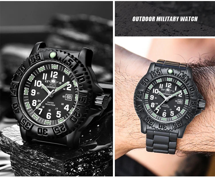 ADDIESDIVE Men’s Luxury Military Sport Quartz Watch  Luminous Dial, Rotating Bezel, Nylon Strap & 50M Water Resistant
