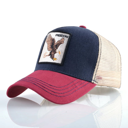 Modische Trucker-Caps mit besticktem Ziegen-Patch, Vier-Jahreszeiten-Snapback-Baseballcap für Herren und Damen, verstellbare Schirmmütze