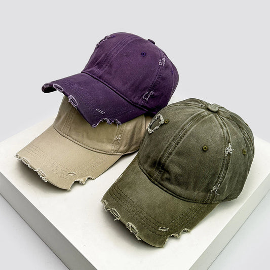 New Unisex Notch Solid Personal Baseball Hats Breathable Broken Style Sunshade Casual Peaked Caps Versatile Distress Fashion ins