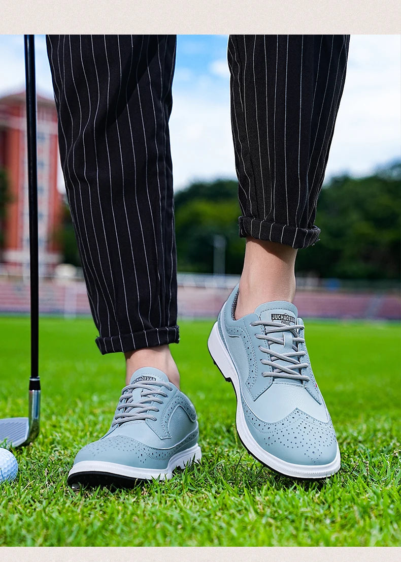 Scarpe da golf professionali da uomo in pelle di alta qualità, traspiranti, scarpe sportive per competizioni e allenamenti di golf, taglie forti 39-47#