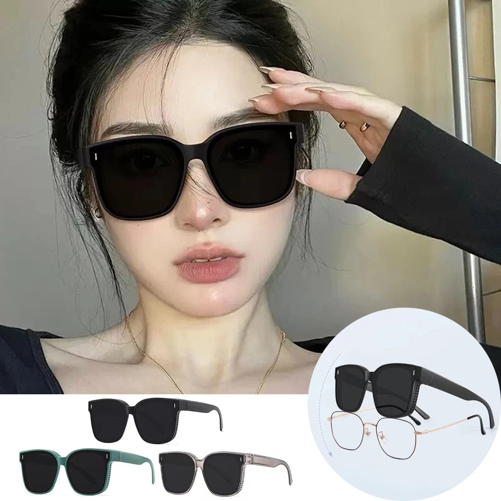 Gafas de sol polarizadas de moda para llevar sobre gafas graduadas para miopía; gafas portátiles para hombre y mujer, de estilo vintage, para pesca y conducción