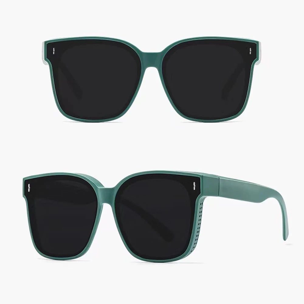 Gafas de sol polarizadas de moda para llevar sobre gafas graduadas para miopía; gafas portátiles para hombre y mujer, de estilo vintage, para pesca y conducción