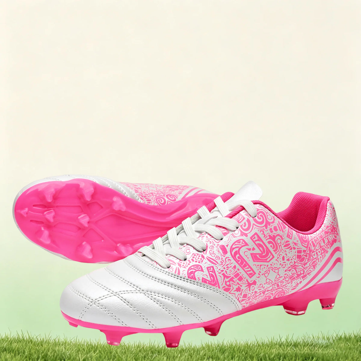 Chaussures de football multi-clous AG/FG pour adultes, tige en PU confortable, crampons antidérapants et résistants à l'usure pour les jeux en plein air sur gazon artificiel