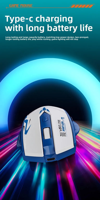 Безжична геймърска мишка 2.4G USB, тиха мишка с двоен режим Bluetooth, презареждаема 1600DPI мишка, тиха компютърна мишка за PC и лаптоп