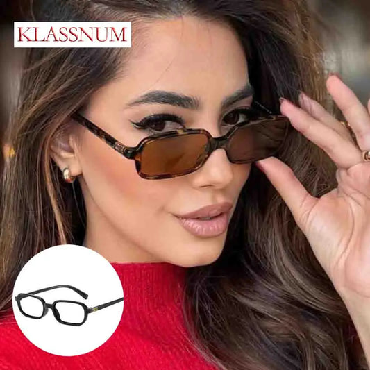 KLASSNUM Vintage Luxurious Small Rectangle Sunglasses Women Men Y2K Fashion Punk Sun Glasses Brand Designer UV400 Shades 2026
