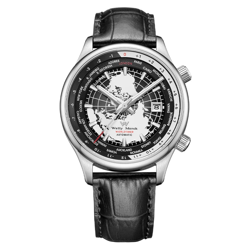 WM Watch Automatic Mechanical Men Watches High Quality Sapphire World Time Original Recognized Brand Welly Merck Watch Man WM057