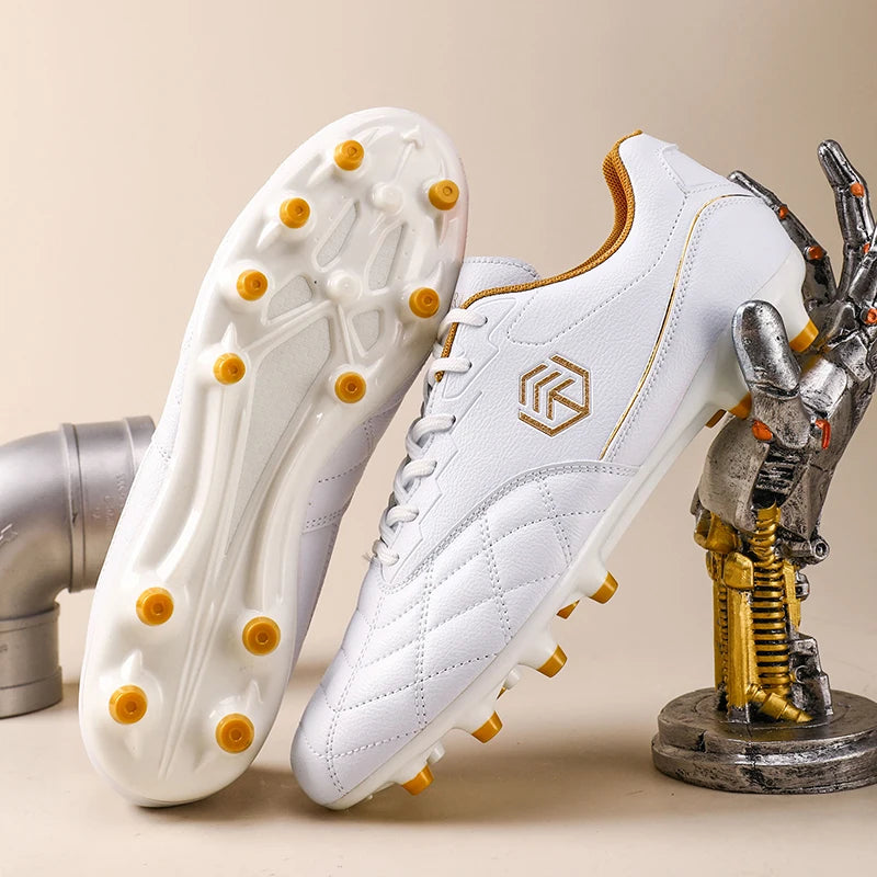 Men Long Spike Football Soccer Boots Outdoor Male Gym Training Sneakers Big Size Black White for Teenager Sports