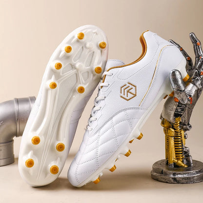 Men Long Spike Football Soccer Boots Outdoor Male Gym Training Sneakers Big Size Black White for Teenager Sports