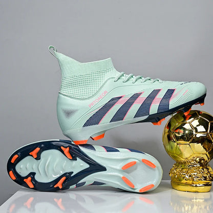 Nouvelles chaussures de football professionnelles pour hommes, crampons de football antidérapants TF/FG, baskets pour garçons, chaussures de sport confortables à la cheville, unisexes