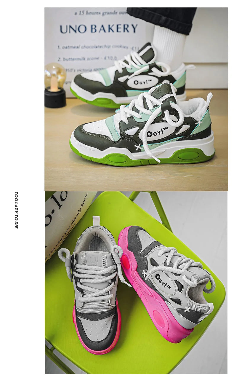 Baskets basses à lacets confortables pour hommes, chaussures à plateforme rehaussées, chaussures de skateboard décontractées, baskets d'extérieur, nouveau, 2023