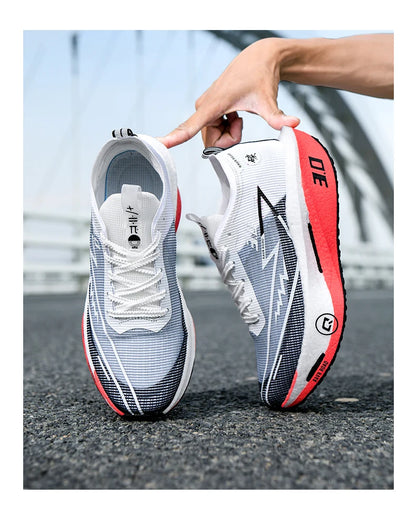 Zapatillas de running especializadas con placa de carbono para maratón, deportivas para hombre y mujer, transpirables, ligeras, cómodas y antideslizantes