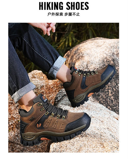 Outdoor Waterproof Hiking Boots Men's Women's Spring And Autumn Hiking Wear-resistant Mountain Sports Boots Hunting Sports Shoes