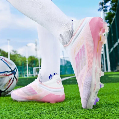 Nouvelles chaussures de football pour hommes, bottes de football confortables pour l'entraînement et les matchs en extérieur, crampons antidérapants et respirants, pour garçons et adultes, à longues pointes.