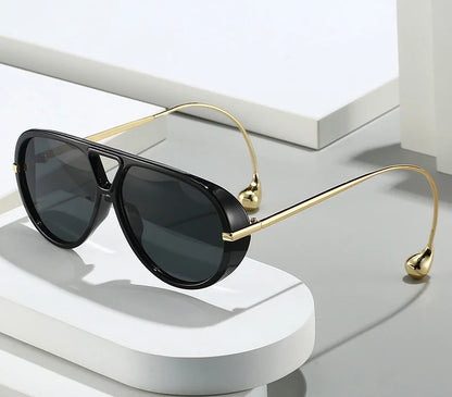 Vintage Oversized Pilot Sunglasses Unisex Double Bridge UV400 Protection Fashionable Punk Style Female Shades Popular Eyewear