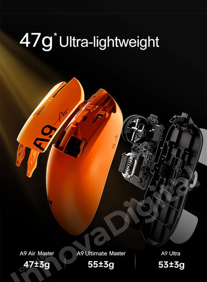 Mouse da gaming wireless ATK Dragonfly A9 Ultimate A9 Air PAW3950 ultraleggero ergonomico per e-sport FPS Gamer CSGO A9 Ultra