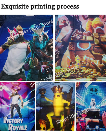 Youth F-Fortnited T-Shirt Battle Game Adults Short Sleeve Summer Tees for Teen Boys and Girls