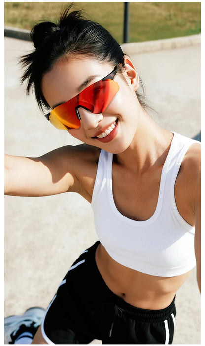 Kapvoe Neue Outdoor-Lauf- und Fahrradbrille, photochrome Sonnenbrille für Damen und Herren, Sportbrille für Marathon und Radfahren, UV400-Schutzbrille