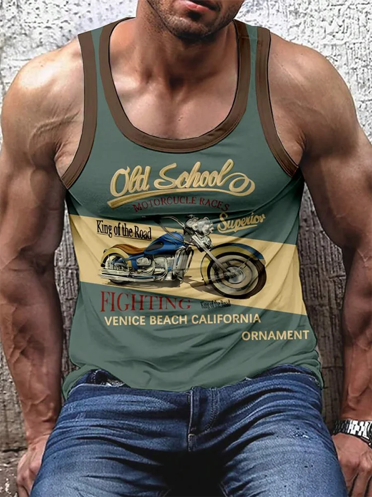 Street Fashion Personality Wolf Print Men's Tank Top Summer Daily Casual Men's Cool Tank Top Outdoor Sports Men's Tank Top