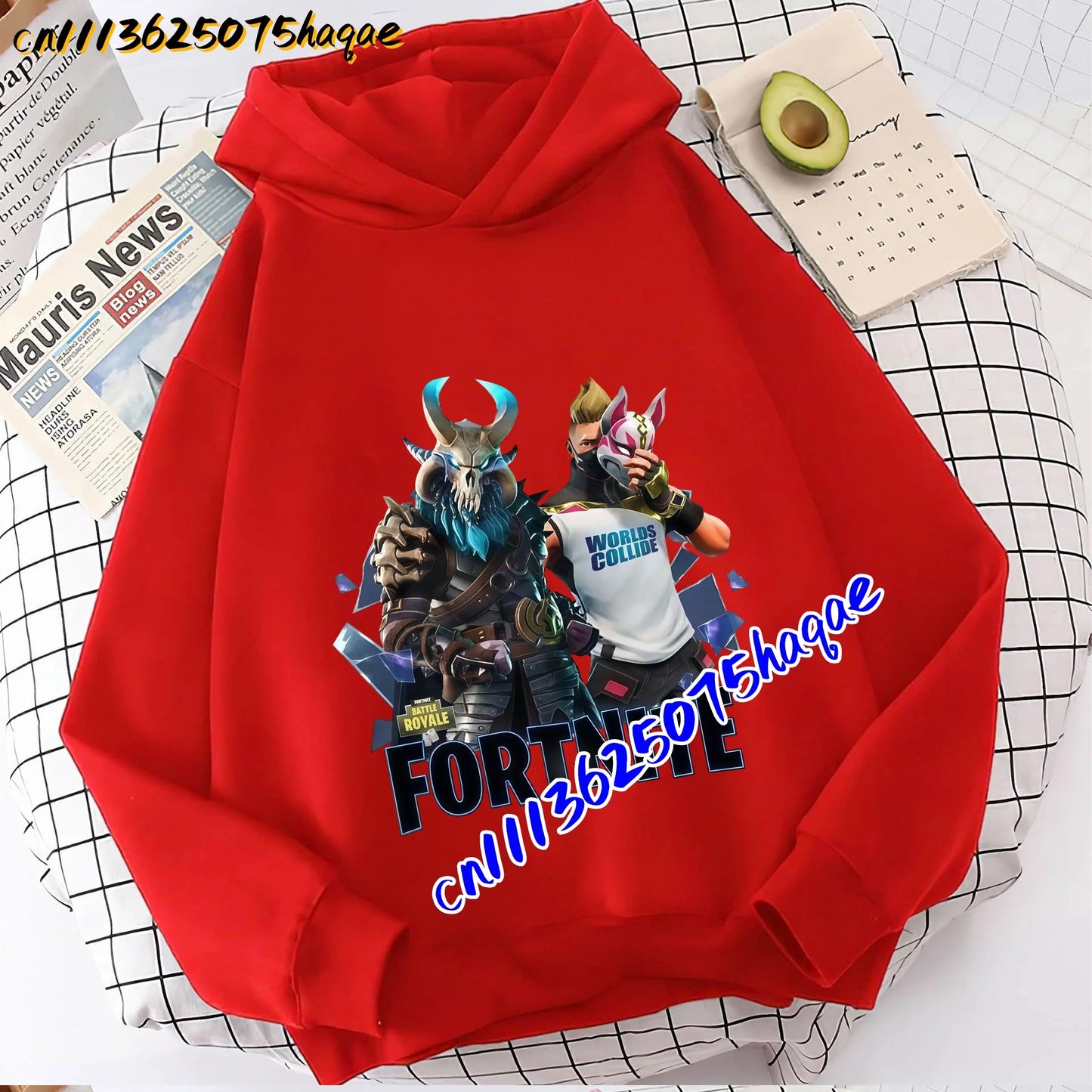Детски суитшърт с качулка FORTNITED с дълъг ръкав за момичета и момчета, streetwear стил, аниме мода, горнище за деца и бебета, подарък