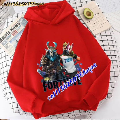 Детски суитшърт с качулка FORTNITED с дълъг ръкав за момичета и момчета, streetwear стил, аниме мода, горнище за деца и бебета, подарък